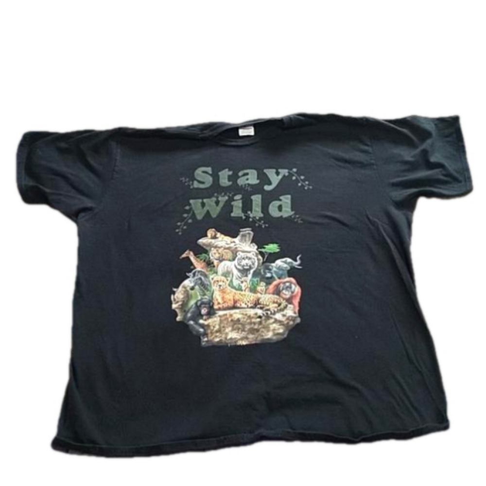 (222)  Stay Wild black t-shirt, short sleeves, size 2XL